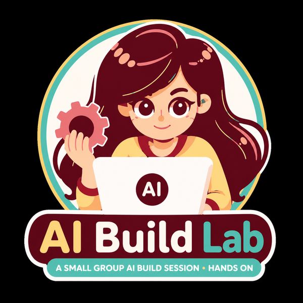 AI Build Lab badge — character with gear and laptop